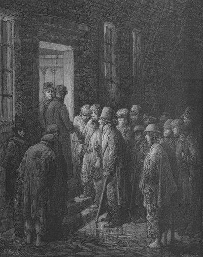 Bij De Deur Van Een Toevluchtsoord door Gustave after Dore